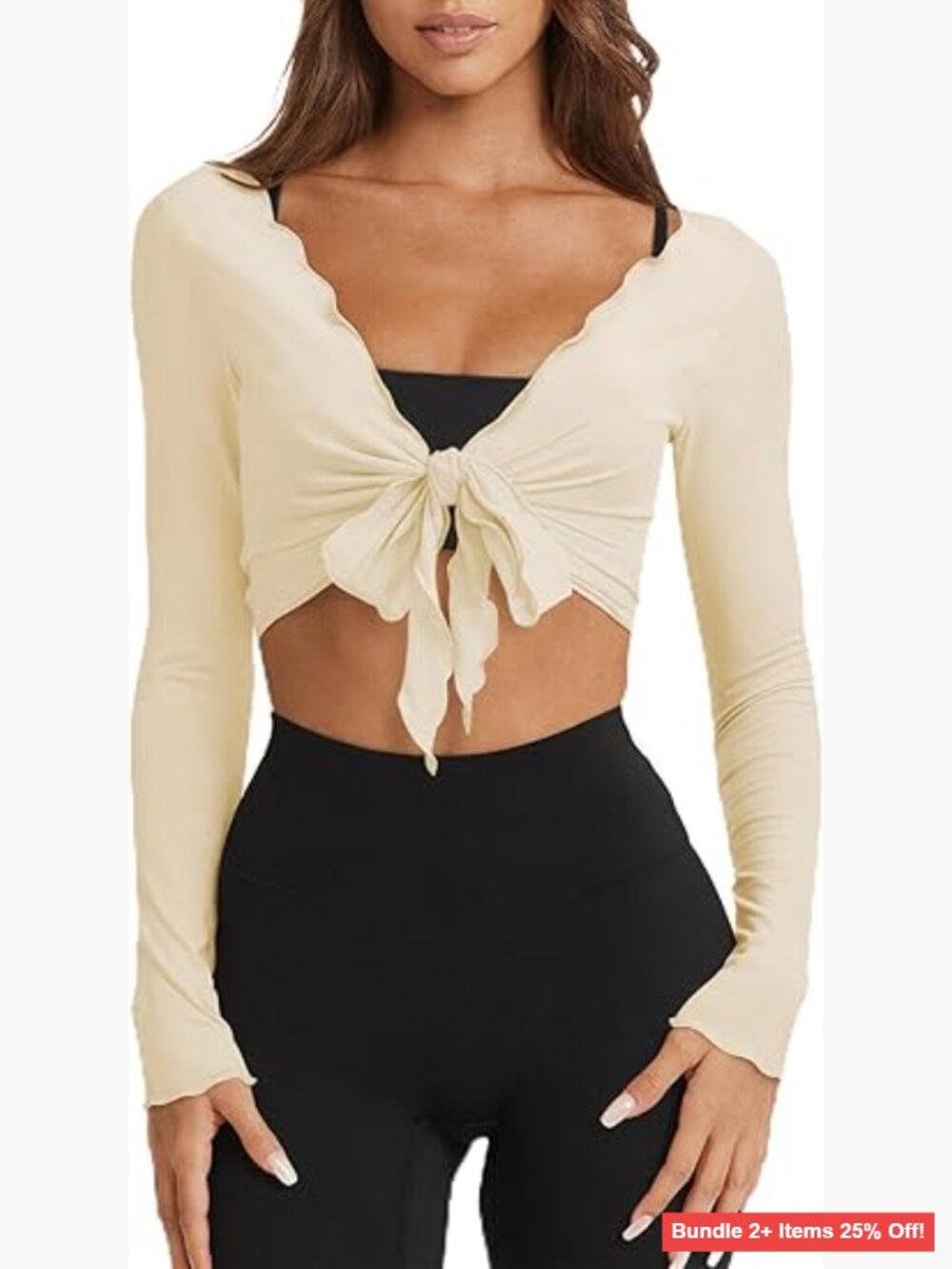 X-Large Long Sleeve Wrap Top, Cropped Yoga Shirt, Tie Front Ballet Shrug